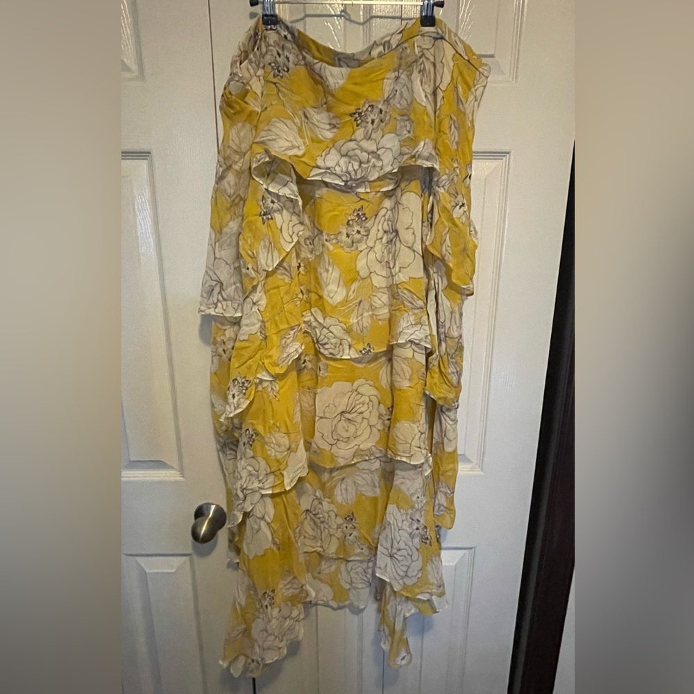 Floral sketch ruffle midi 24 skirt.